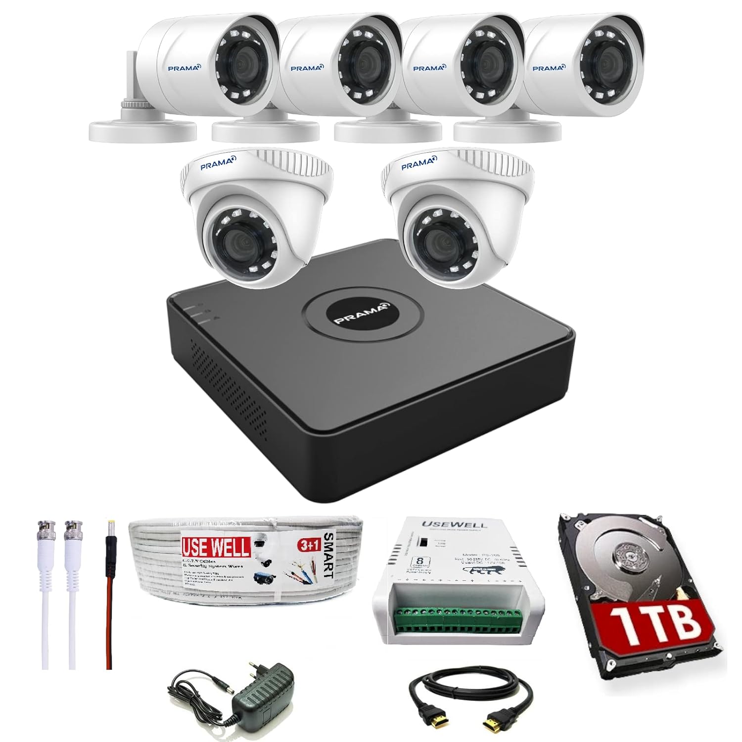 Prama 2MP Full HD CCTV kit 8 Channel DVR