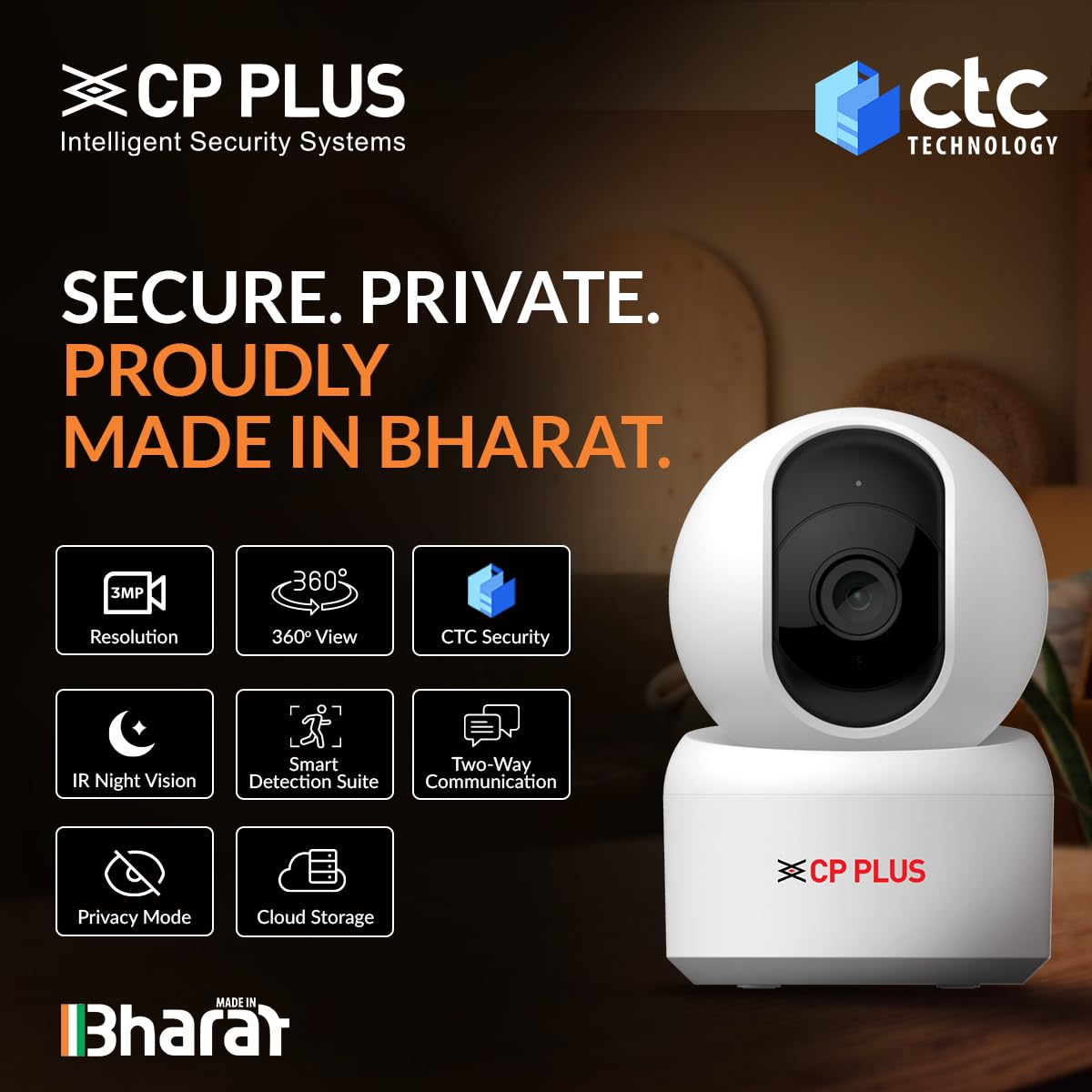 CP PLUS 3MP Full HD Smart Wi-Fi CCTV Camera - Image 2