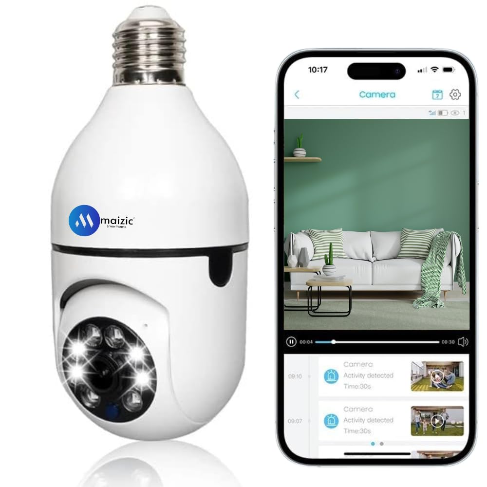 Maizic Smarthome 3 MP WiFi HD Robo Bulb CCTV Camera